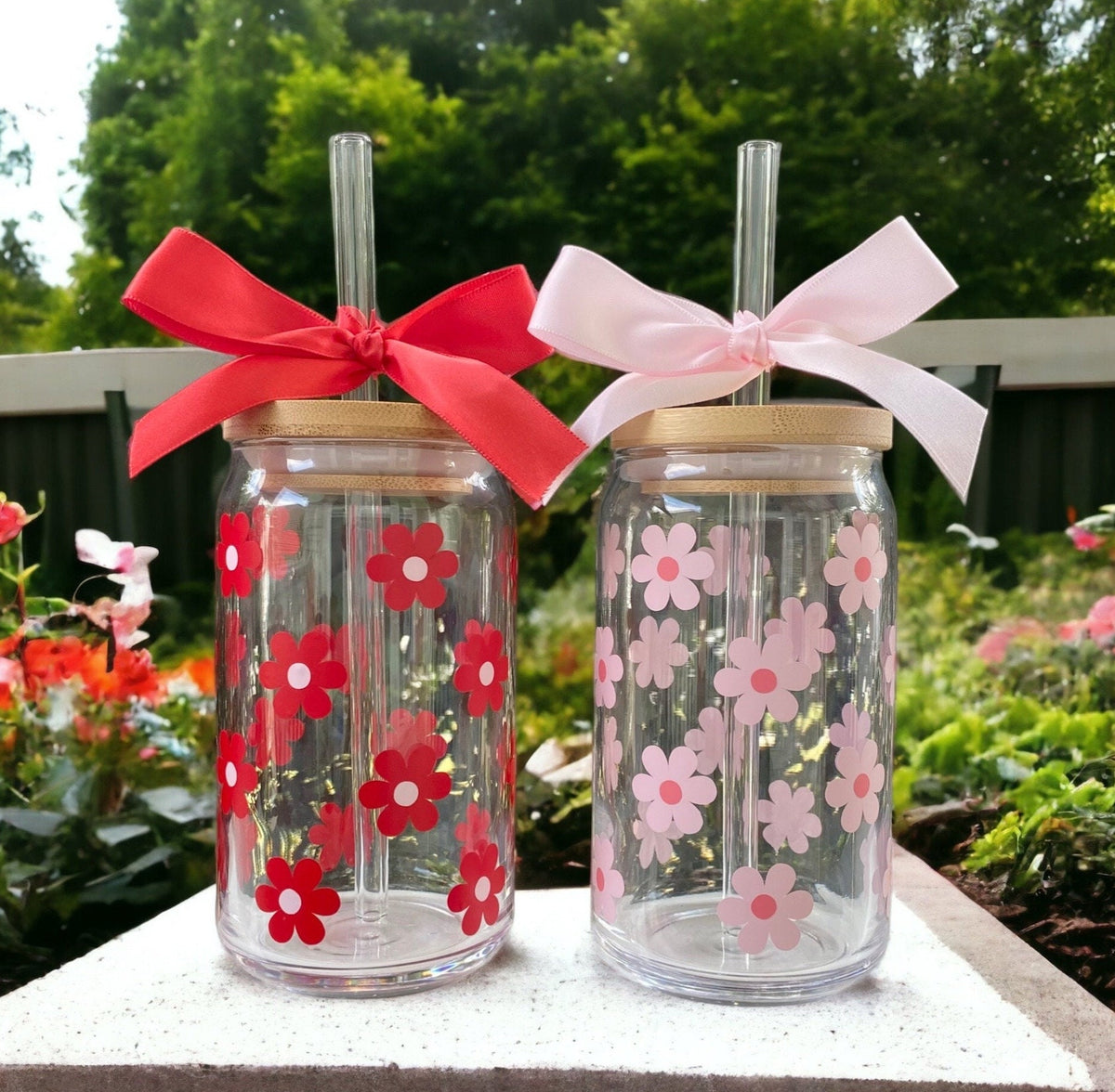Daisy Glass Tumbler, Bridal Shower Gifts, Easter Gifts, Iced Coffee Glass, Retro Flower Iced Coffee Cup, Daisy Glass Cup, Iced Coffee Cup