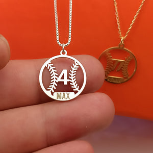 Personalized Baseball Ball with Name Number, Custom Baseball Necklace For Baseball Sports Player Gift