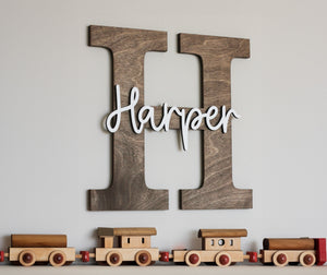 Custom Initials Sign, Wooden Wall Name Sign for Wall, Letter Capitalized Name Sign, Door Sign, Modern Name Sign