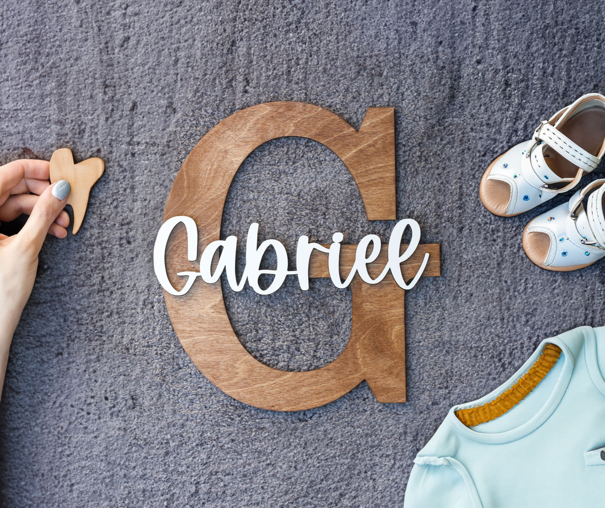 Custom Initials Sign, Wooden Wall Name Sign for Wall, Letter Capitalized Name Sign, Door Sign, Modern Name Sign