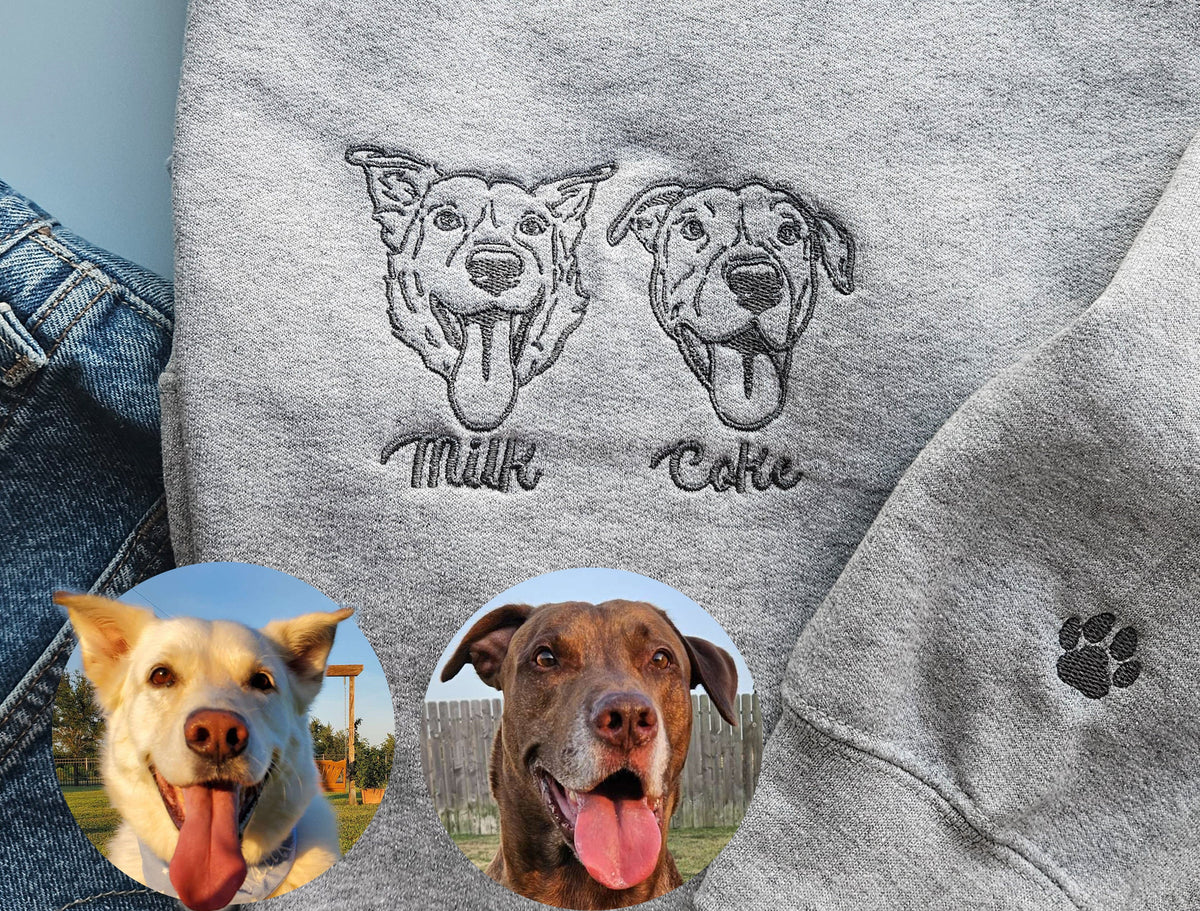 Embroidered Sweatshirt Custom Pet Parent Birthday Gift Dog Lover Sweatshirt Cat Lover Personalized Dog Mom Gift Pet Face Sweatshirt Gift