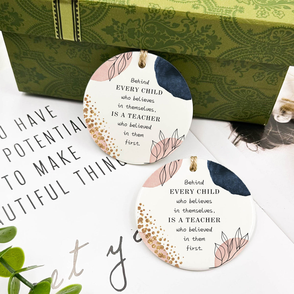 Teacher Memory Ceramic Keepsake Ceramic, Teacher Gift, Thank You Gift for Teacher, End of Year Teacher Appreciation, Thank You Ornament