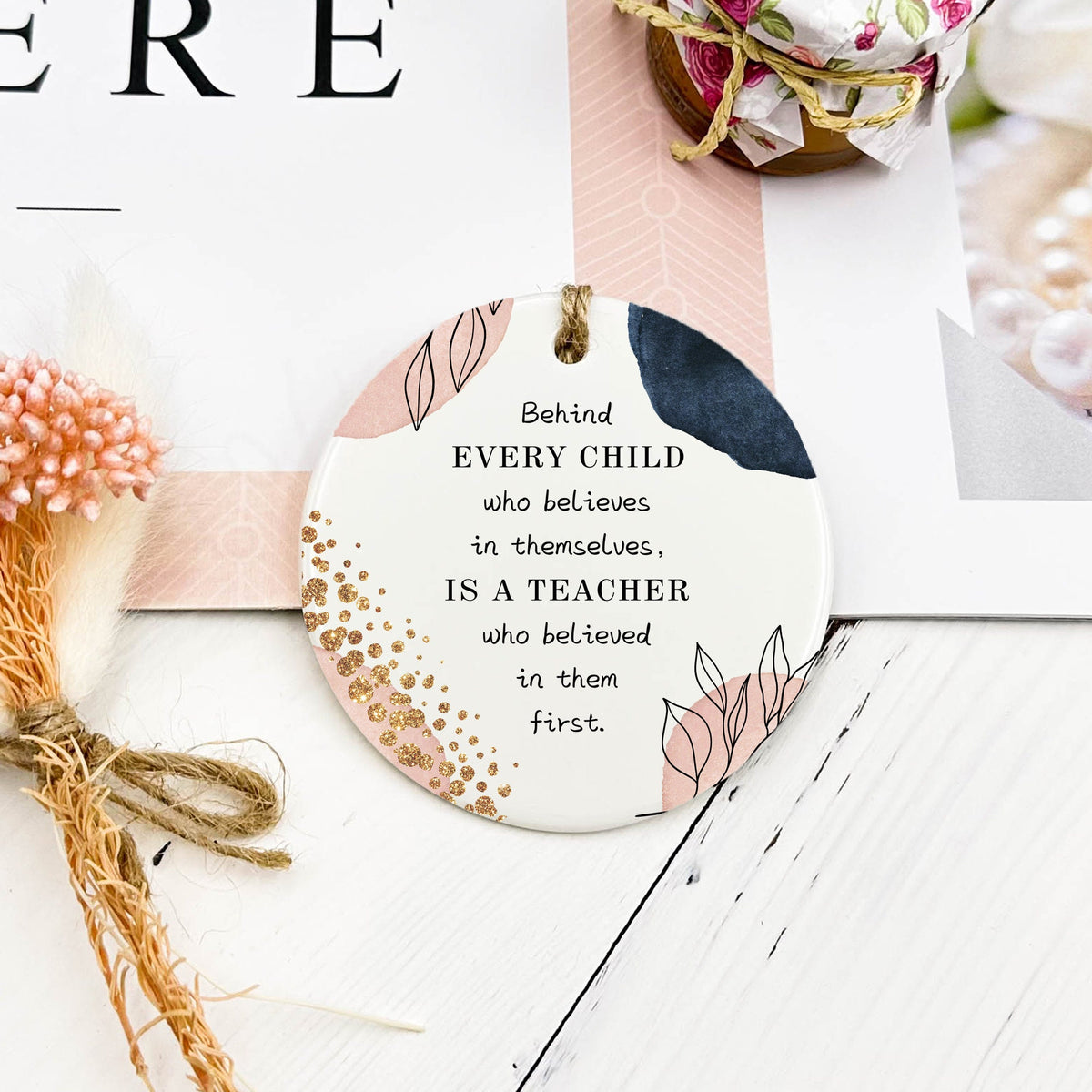 Teacher Memory Ceramic Keepsake Ceramic, Teacher Gift, Thank You Gift for Teacher, End of Year Teacher Appreciation, Thank You Ornament