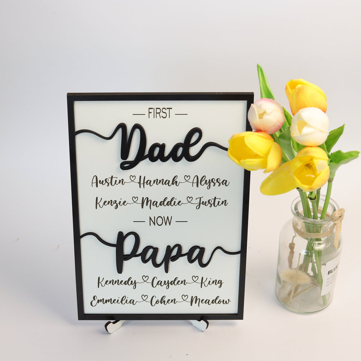 Custom First Dad Now Papa Wood Plaque, Dad 3D Sign, Fathers Sign, Promoted Dad Grandpa Sign, First Dad Wooden Sign, Father's Day Custom Gift