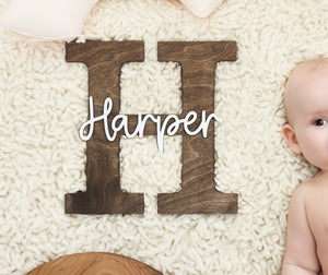 Custom Initials Sign, Wooden Wall Name Sign for Wall, Letter Capitalized Name Sign, Door Sign, Modern Name Sign
