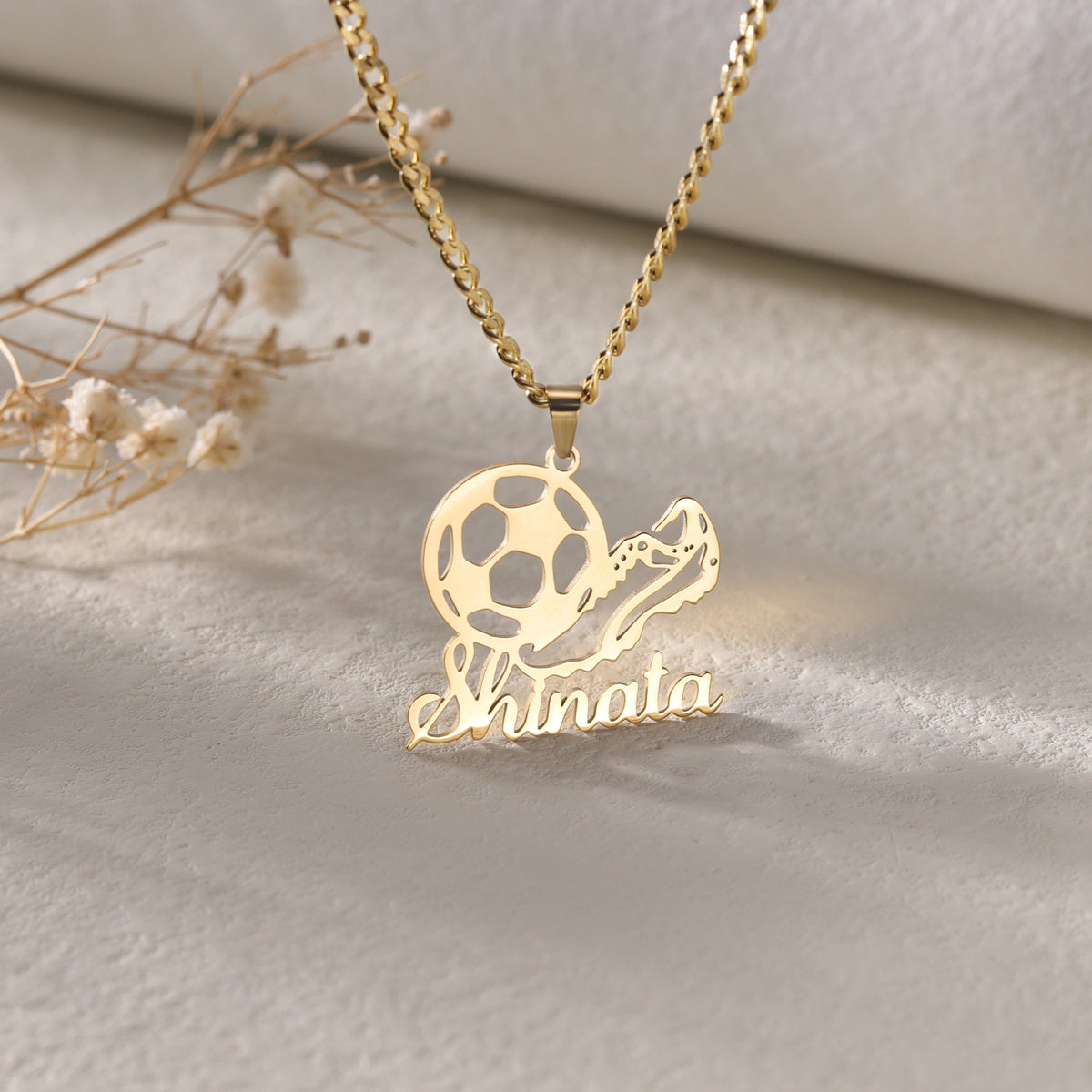 Customized Soccer Ball Name Necklace|Minimalist Necklace with Soccer Charm|Personalized Soccer Team Gifts for Boys and Girls|Sport Jewelry