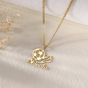 Customized Soccer Ball Name Necklace|Minimalist Necklace with Soccer Charm|Personalized Soccer Team Gifts for Boys and Girls|Sport Jewelry