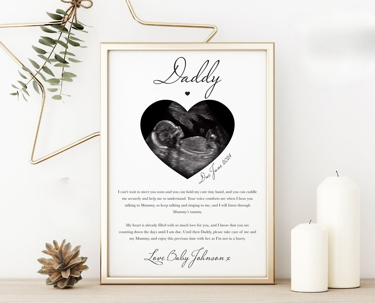 Daddy to be Poem with Scan Photo Print | Daddy Gift from Bump | Expecting Dad Christmas gift | First time dad | New Daddy to be