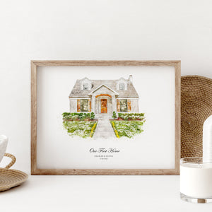 Custom Watercolor House Painting Print Canvas ,House Painting From Photo,Housewarming gift, Realtor Closing Gift,First Home Gift
