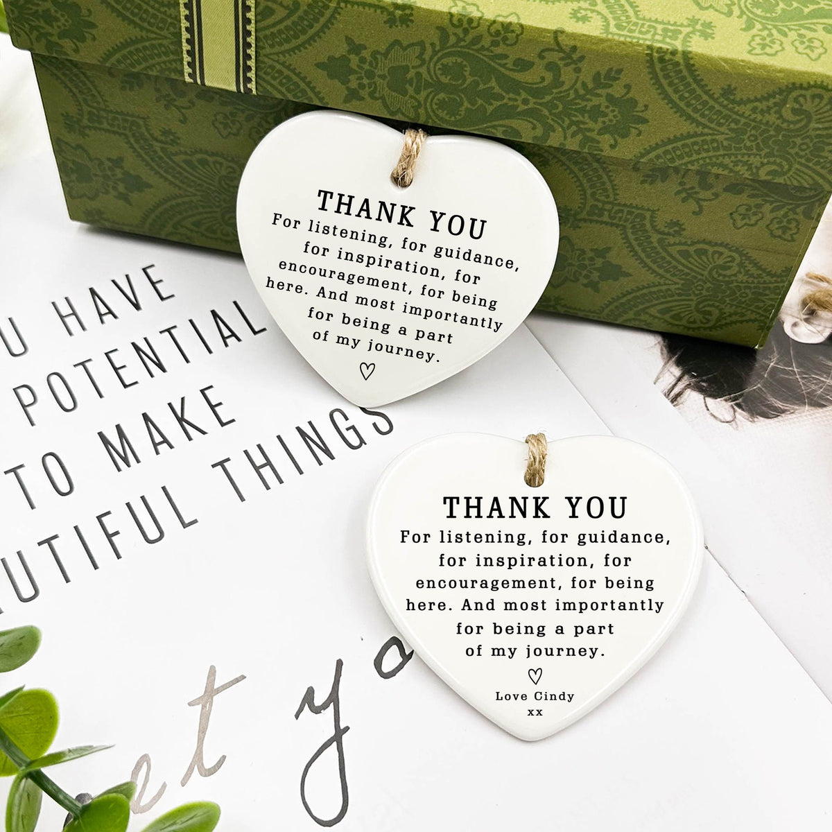 Thank You Keepsake, Personalised Thank You Gift, To Say Thank You, Ceramic Heart Keepsake, Thank You Present, Gift For Friend, Coworker Gift