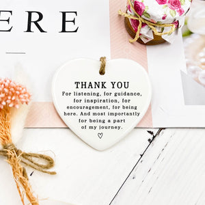 Thank You Keepsake, Personalised Thank You Gift, To Say Thank You, Ceramic Heart Keepsake, Thank You Present, Gift For Friend, Coworker Gift
