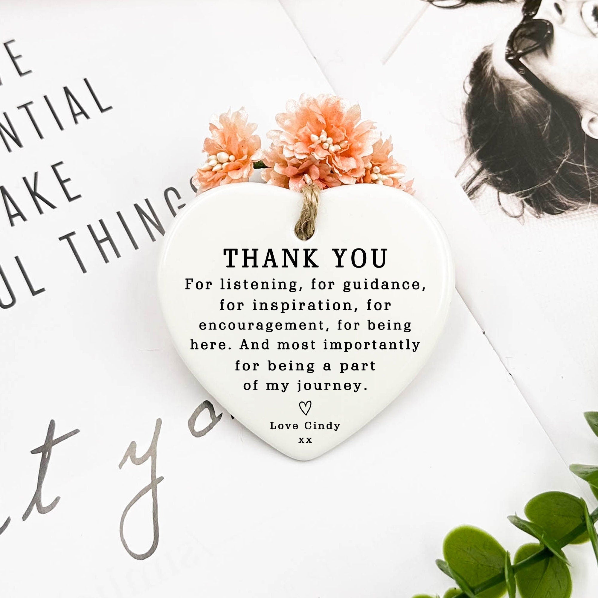 Thank You Keepsake, Personalised Thank You Gift, To Say Thank You, Ceramic Heart Keepsake, Thank You Present, Gift For Friend, Coworker Gift
