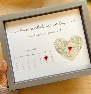 Framed Wedding Map Gift, Personalised Wedding Frame, Wedding Date Gift, Wedding Gifts, Couple Gift, Wedding Location Gift, Wedding Gift