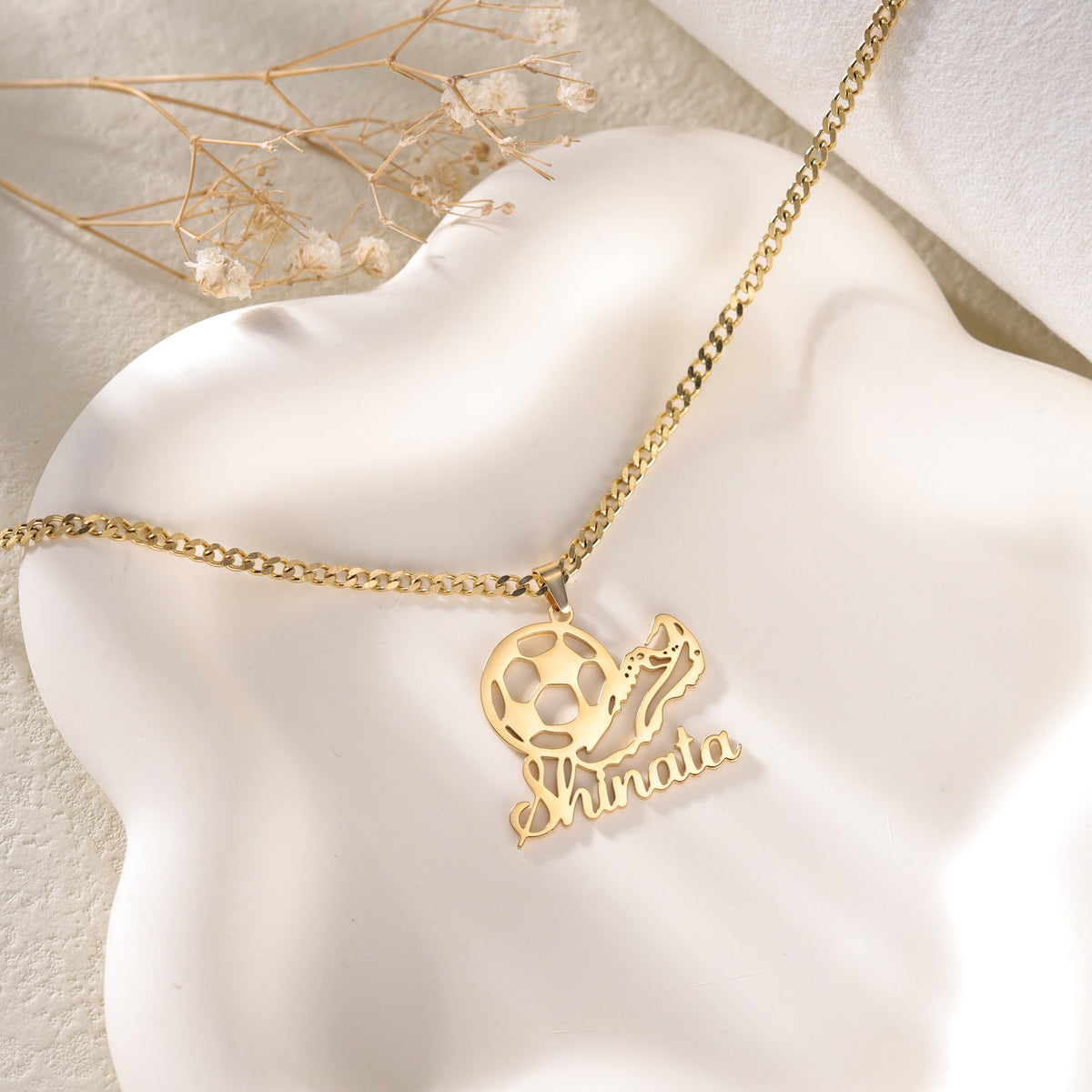 Customized Soccer Ball Name Necklace|Minimalist Necklace with Soccer Charm|Personalized Soccer Team Gifts for Boys and Girls|Sport Jewelry