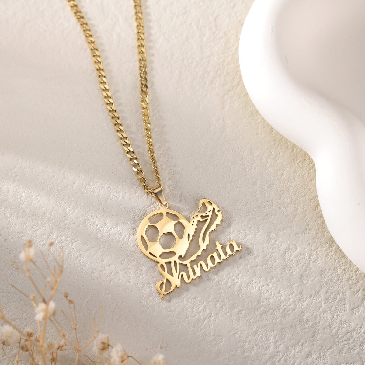 Customized Soccer Ball Name Necklace|Minimalist Necklace with Soccer Charm|Personalized Soccer Team Gifts for Boys and Girls|Sport Jewelry