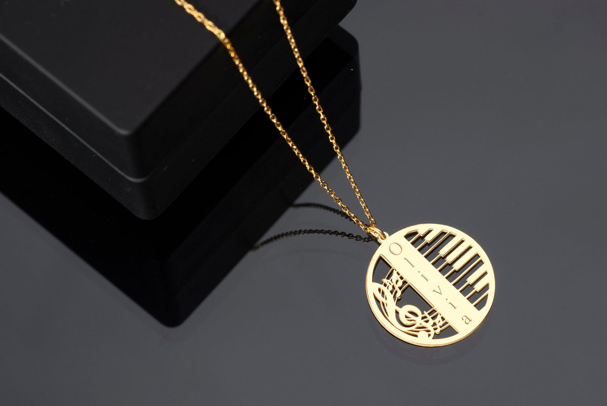 Piano Name Necklace in Sterling Silver - Personalized Music Name Necklace - Custom Piano Pendant - Music Note Necklace - Gift for Musician
