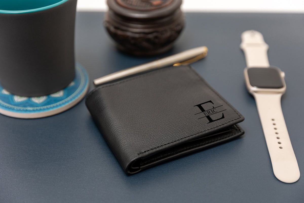 Personalized Leather RFID Wallet, Genuine Leather Custom Wallet, Anniversary Gift For Him, Men, Father, Dad, Husband, Boyfriend