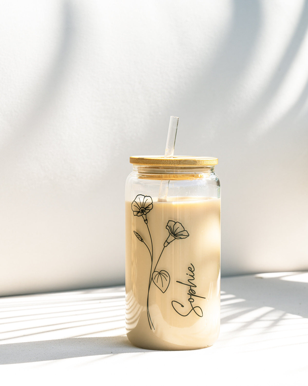 Bridesmaid Gift - Birth Flower Glass Coffee Cup - Personalized Bridesmaid Proposal, Gifts for Her, Party Favor