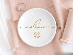Volleyball Jewelry Dish, Volleyball Team Gift, Personalized Ring Dish, Trinket Dish, Volleyball Coach Gift, Birthday Gifts for Daughter