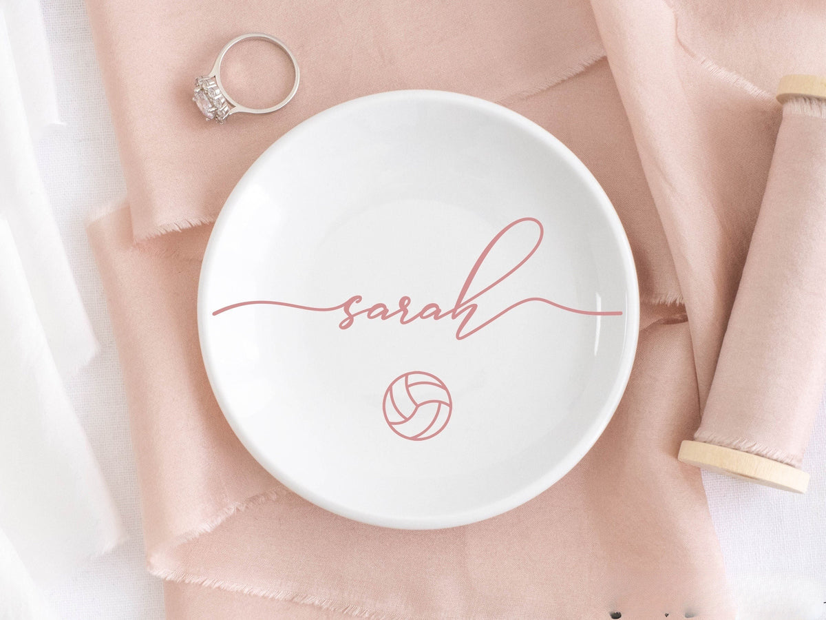 Volleyball Jewelry Dish, Volleyball Team Gift, Personalized Ring Dish, Trinket Dish, Volleyball Coach Gift, Birthday Gifts for Daughter