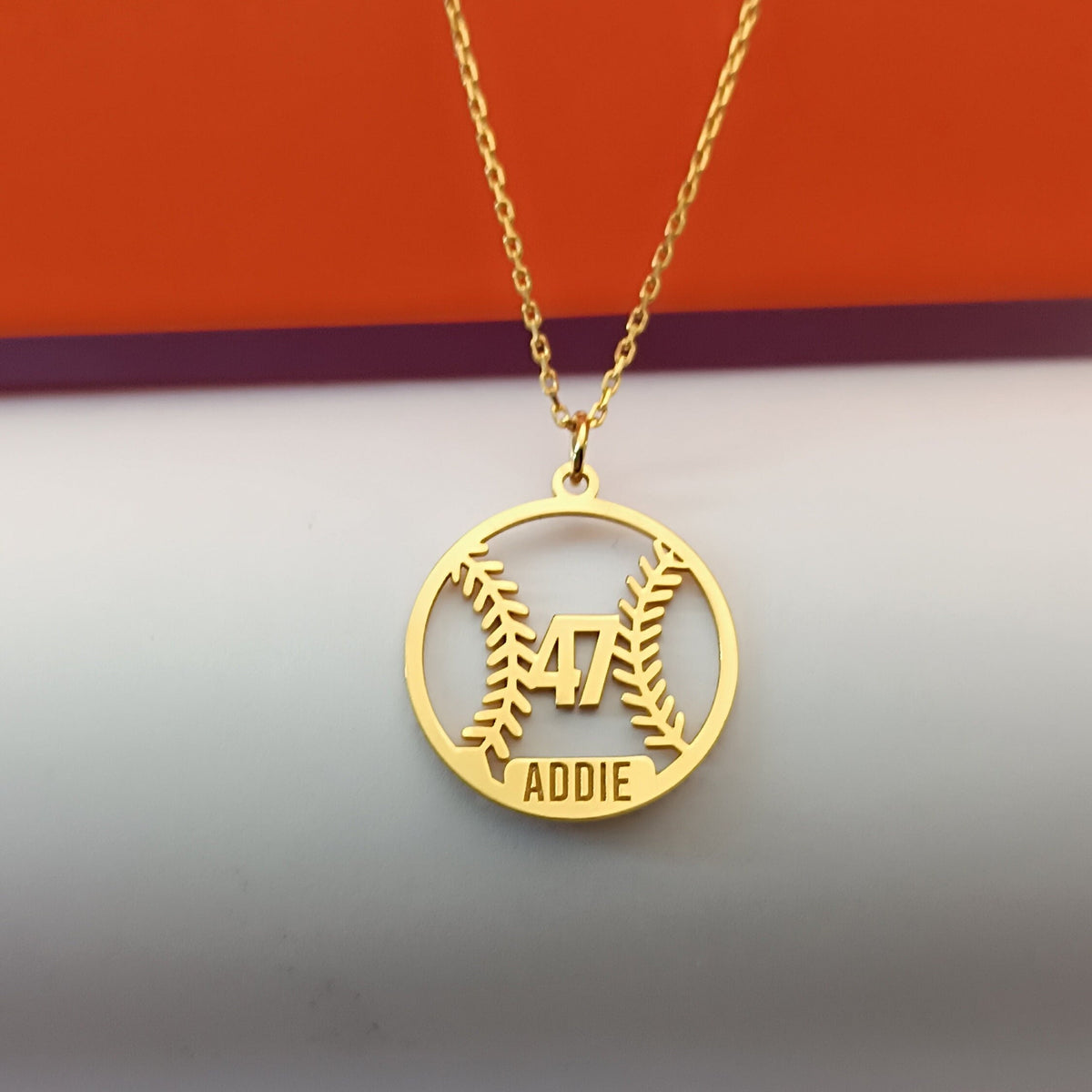 Personalized Baseball Ball with Name Number, Custom Baseball Necklace For Baseball Sports Player Gift