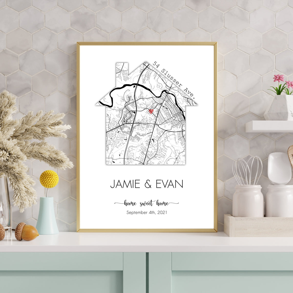 Personalized Housewarming Gift, Custom Home Map, First Time Home Buyer, First Home Gift, Our First Home, Gift from Realtor