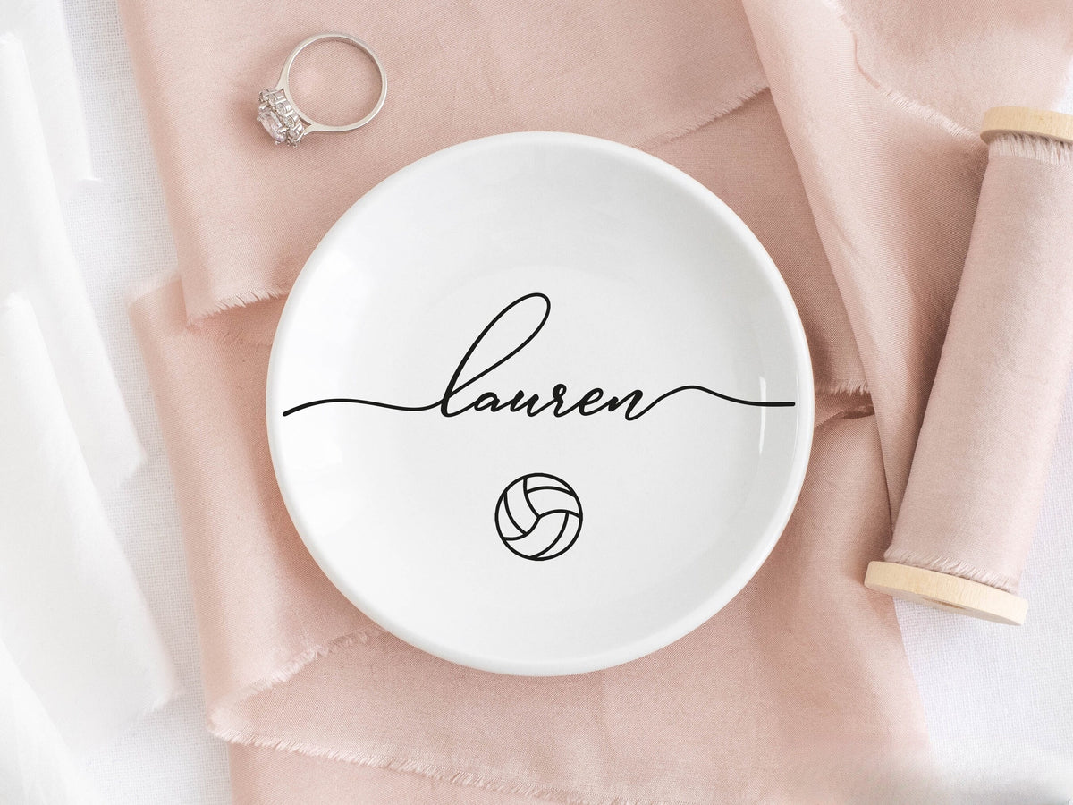 Volleyball Jewelry Dish, Volleyball Team Gift, Personalized Ring Dish, Trinket Dish, Volleyball Coach Gift, Birthday Gifts for Daughter