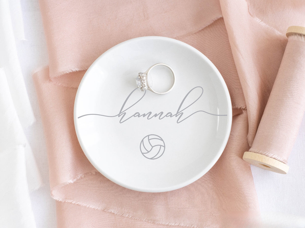 Volleyball Jewelry Dish, Volleyball Team Gift, Personalized Ring Dish, Trinket Dish, Volleyball Coach Gift, Birthday Gifts for Daughter