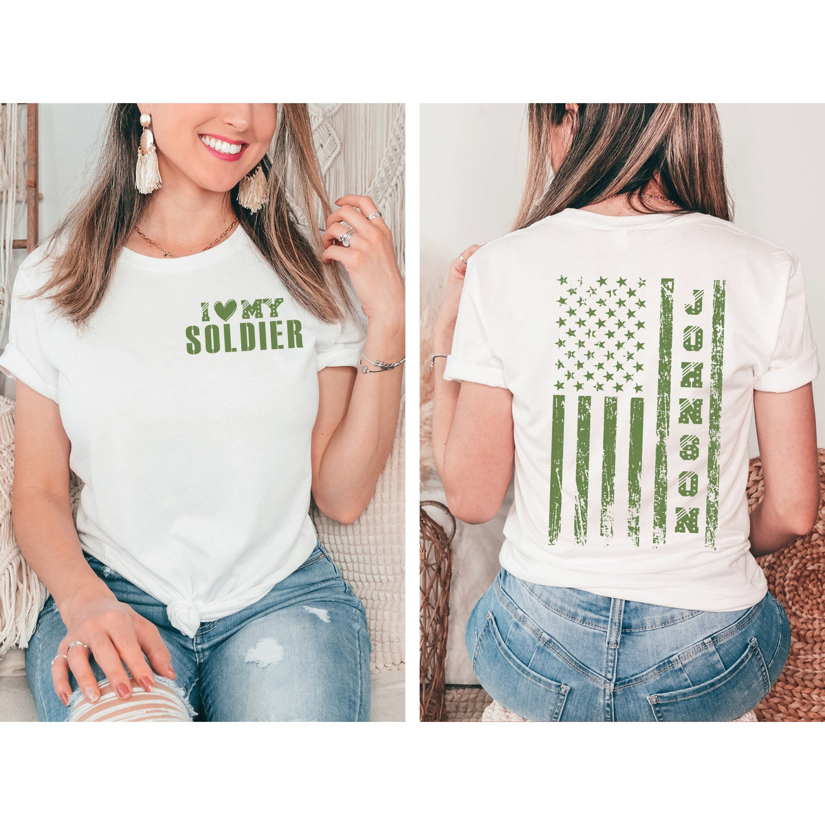 Soldier Name Custom I heart my soldier tshirt Personalize Name Shirt Soldier Support T-Shirt I love my soldier military deployment gift idea