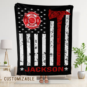Fire Academy Graduation Flag Blanket, Firefighter Gift for Him Personalized, Fireman Blanket, Son, Brother, Nephew Congratulations Gift