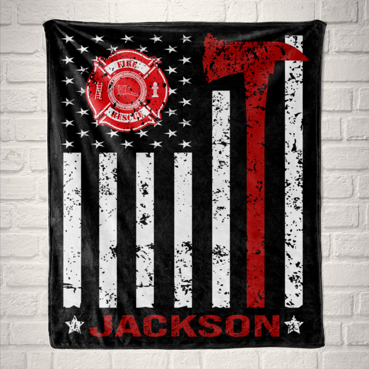 Fire Academy Graduation Flag Blanket, Firefighter Gift for Him Personalized, Fireman Blanket, Son, Brother, Nephew Congratulations Gift