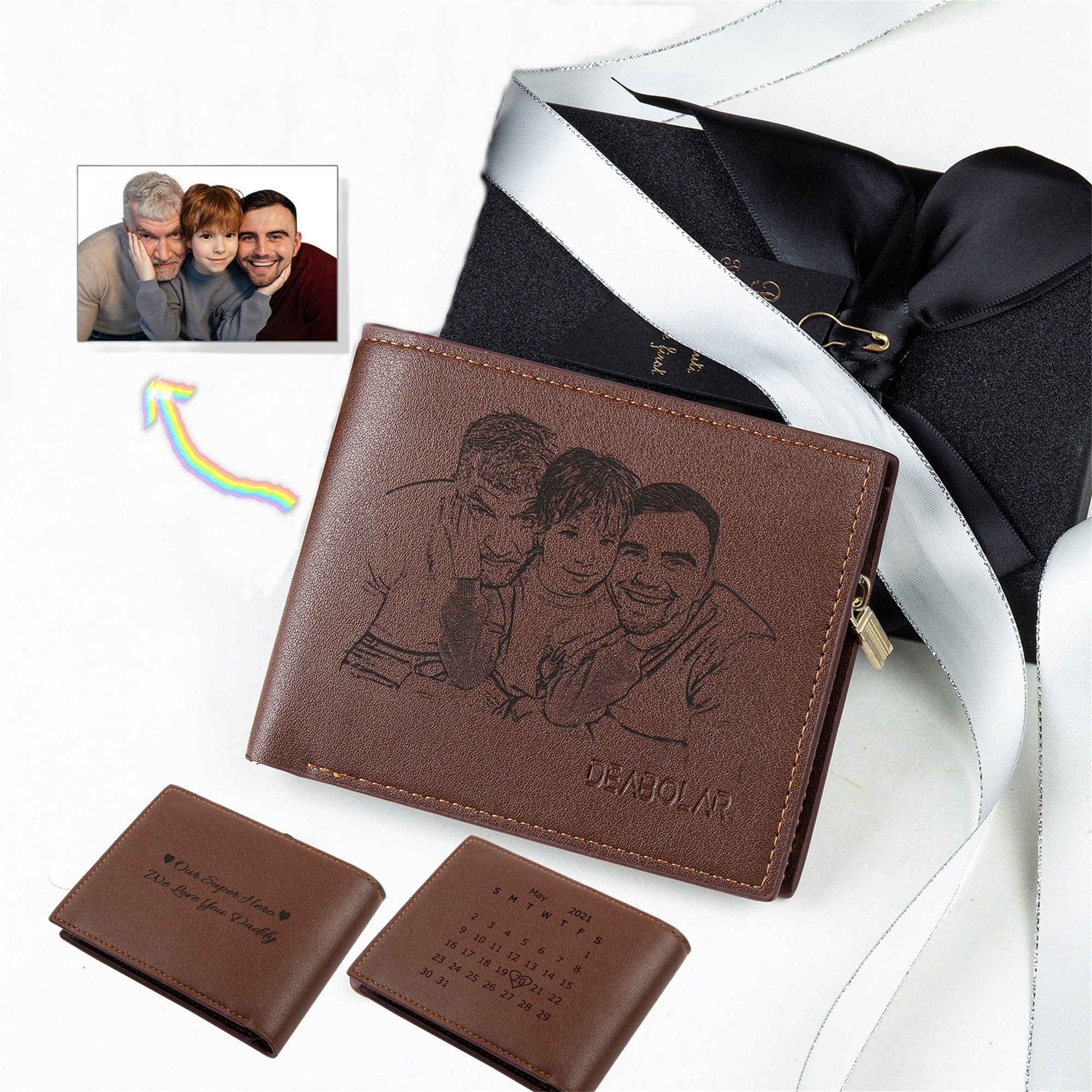Personalized Custom Photo Mens Wallet, Picture Wallet,PU Leather Wallet,Memory Gift,Anniversary Gifts for Him,Father's Day Gifts