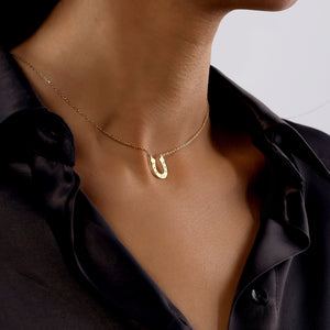 Personalized Horseshoe Necklace,Dainty Horseshoe Name Necklace,Horseshoe Necklace,Lucky Horseshoe Necklace,Christmas Gift