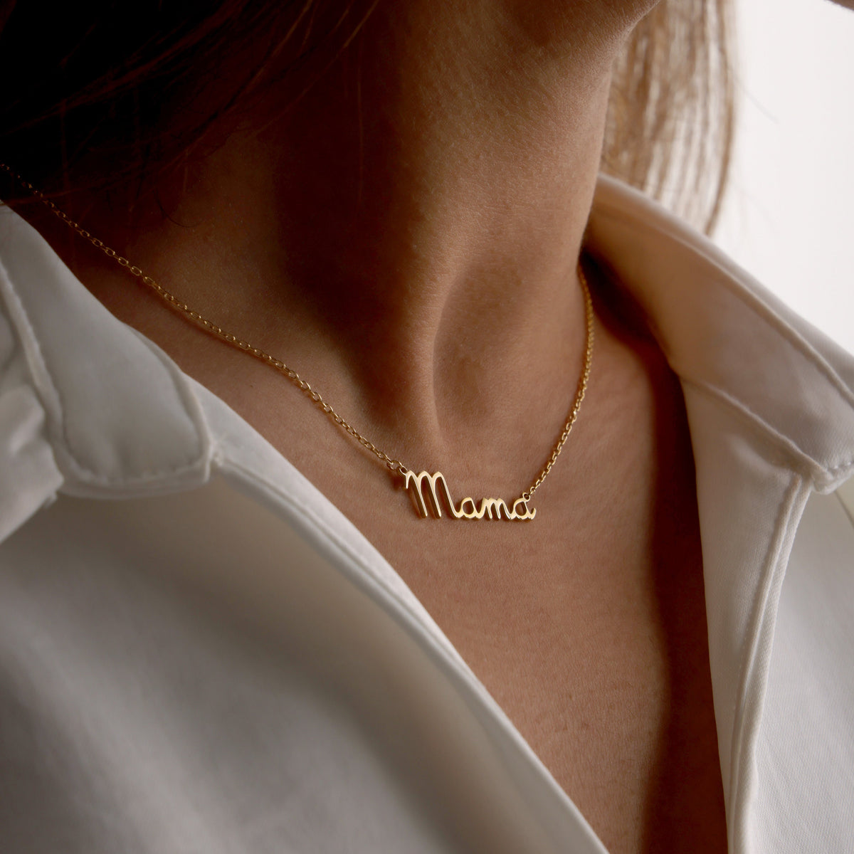 Tiny Mama Written Necklace, Dainty Mama Necklace, Mother Name Gift Jewelry, Mother Special Name Necklace, Mother's Day Gift