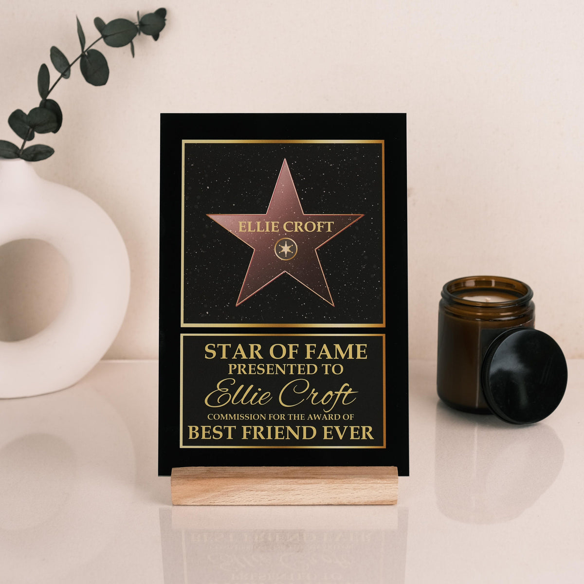 Personalized Hollywood Star Acrylic Plaque, Star Of Frame Keepsake, Hollywood Walk Of Fame Acrylic Plaque, Best Birthday Gift