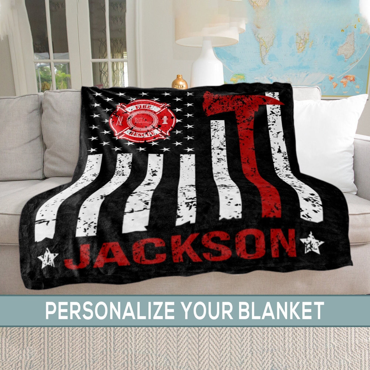 Fire Academy Graduation Flag Blanket, Firefighter Gift for Him Personalized, Fireman Blanket, Son, Brother, Nephew Congratulations Gift