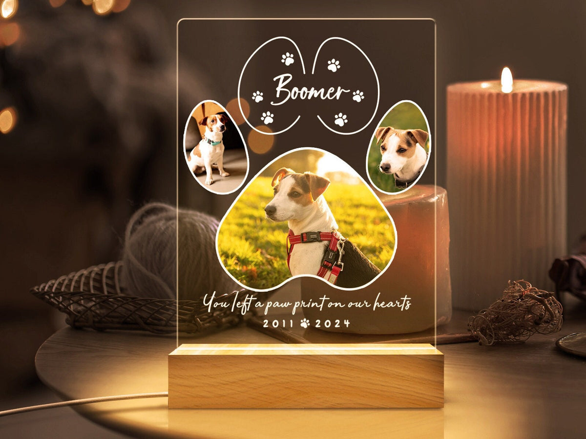Pet Memorial Night Light, Custom Pet Plaque, Pet Night Light, Custom Pet Photo Gifts, Pet Memorial Frame, Gifts for Pets, Cat Dog Loss Gift