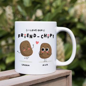 Personalised Funny Friendship Mug I love Our Friend-chip Gift for Friend Bestie Mug with Names Valentines' Day Galentines Birthday Christmas
