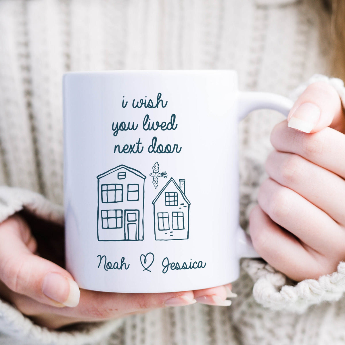 I wish you lived next door mug Gift for friend Friendship personalised present for her him Best friend, Housewarming Birthday