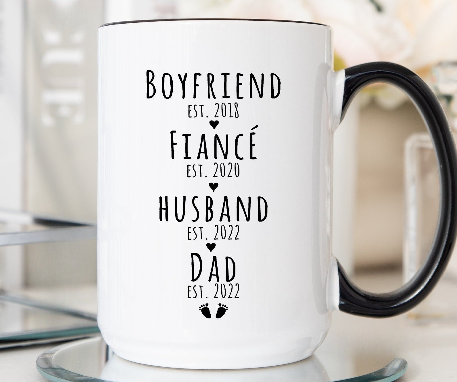 First Time Dad Gift From Wife, Gifts For New Dad, Boyfriend Fiance Husband Dad Mug Personalized, Pregnancy Reveal First Time Dad Gift