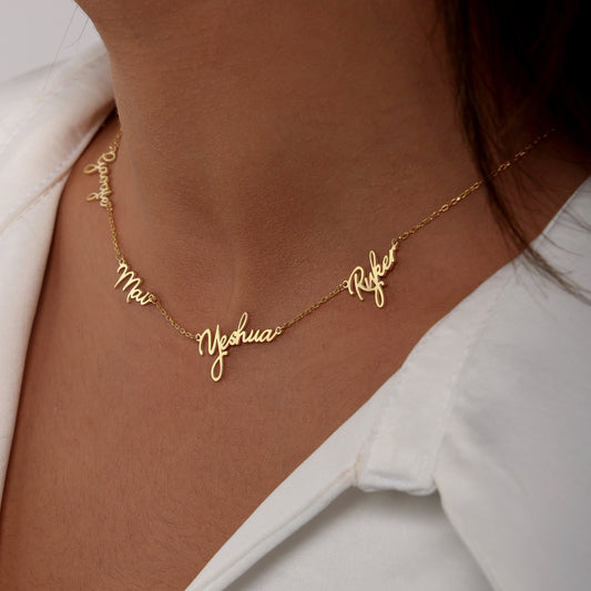 Multi-Name Family Necklace, Multiple Nameplated Necklace, Personalized Multiple Name Necklace, Necklace for Family Names, Gift For Her