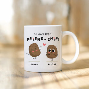 Personalised Funny Friendship Mug I love Our Friend-chip Gift for Friend Bestie Mug with Names Valentines' Day Galentines Birthday Christmas