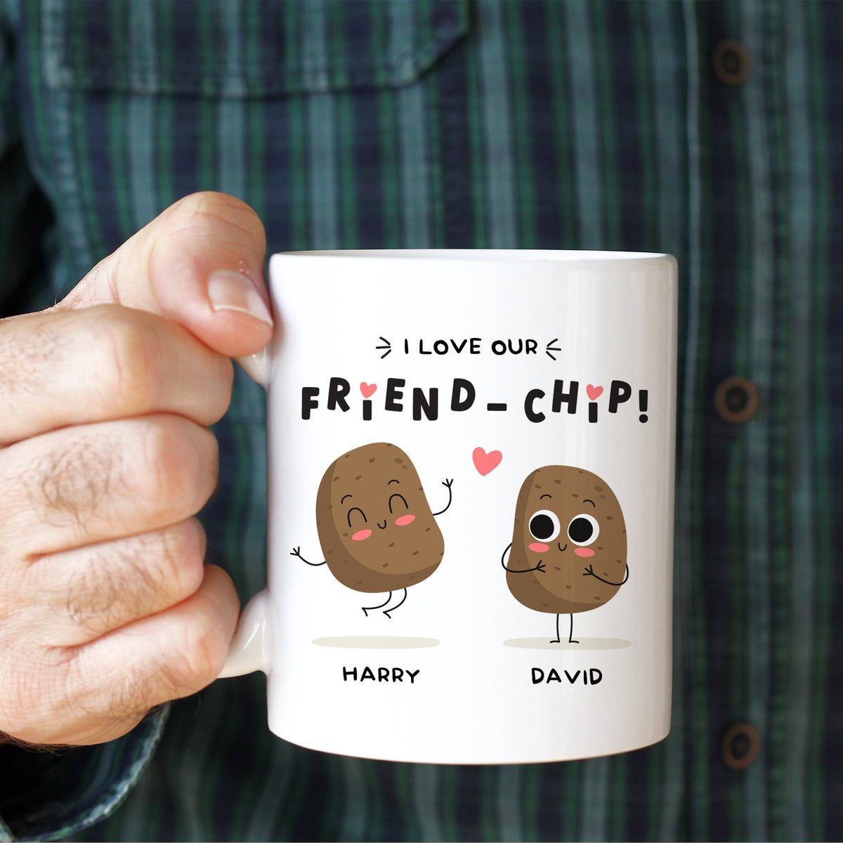 Personalised Funny Friendship Mug I love Our Friend-chip Gift for Friend Bestie Mug with Names Valentines' Day Galentines Birthday Christmas