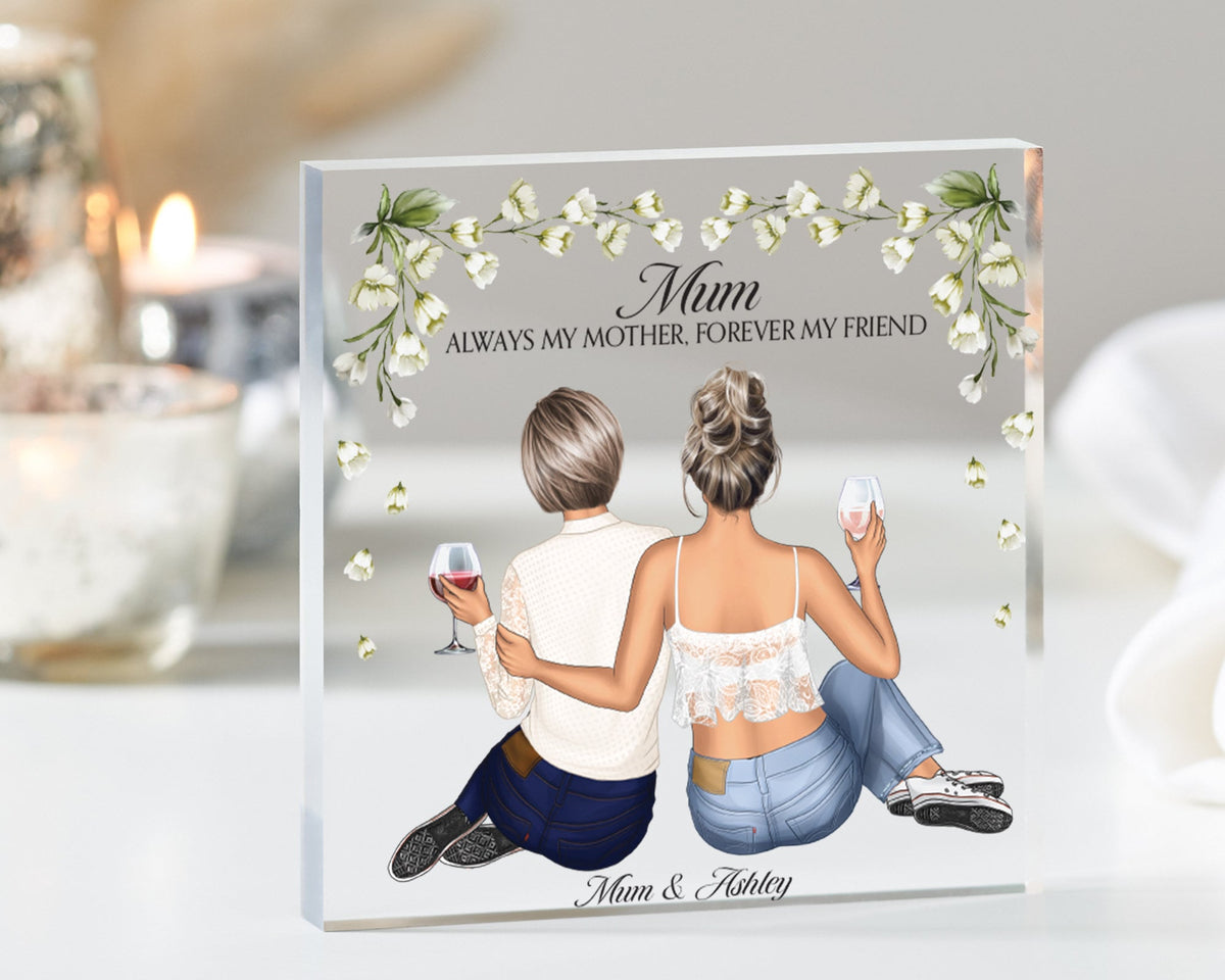 Personalised Mum Print Frame with Drinks, Birthday Gift for Mum, Mothers Day Gifts, Christmas Gifts for Mum, Presents for Mom, Acrylic Block