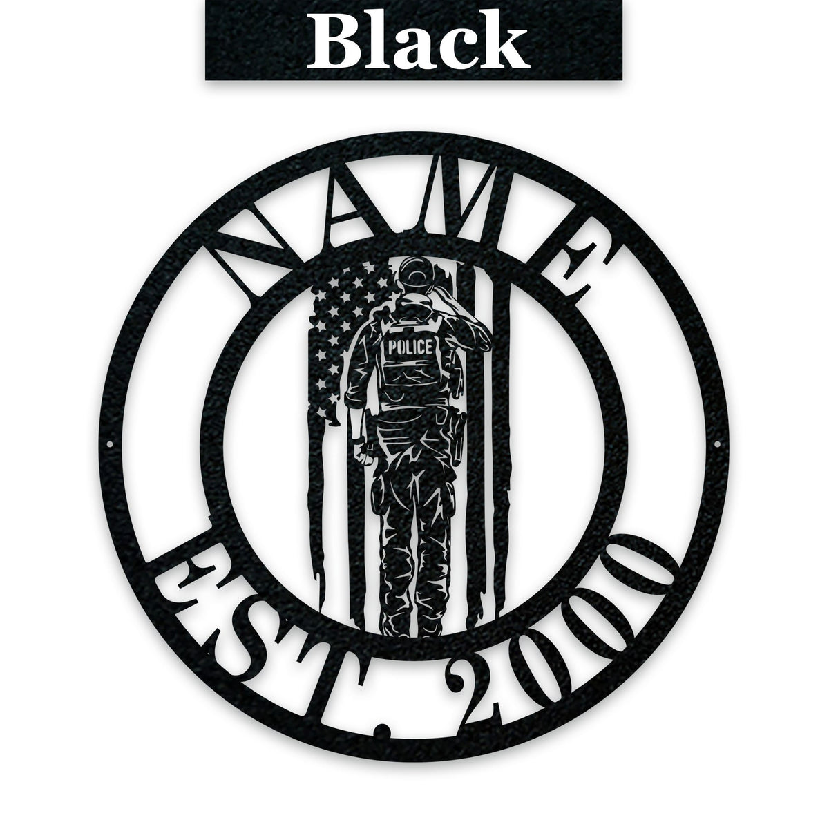 Police Circle Monogram, Gift for Sheriff, Deputy, Trooper, Officer, Marshal, Personalized Steel Metal Sign, Custom Name Police Gift