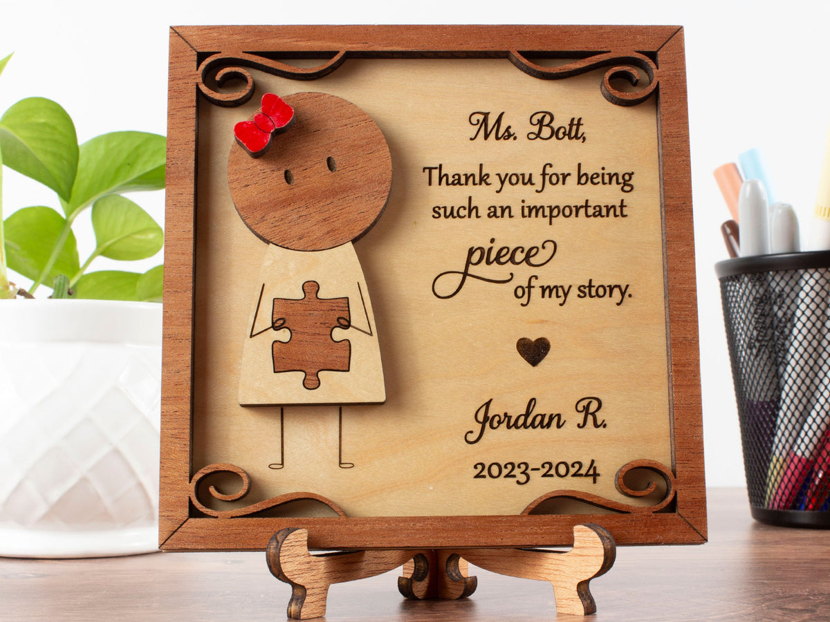 Sign for Teachers, Mentors, Gifts for Teachers, Teacher Desk Sign Personalized, Thank You for Being an Important Piece of My Story Sign