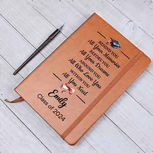 Personalized Graduation Gift Journal, Custom Name Notebook, A5 Vegan Leather Journal, Graduate Gift Class of 2025, Grad Gifts for Her