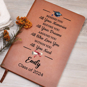 Personalized Graduation Gift Journal, Custom Name Notebook, A5 Vegan Leather Journal, Graduate Gift Class of 2025, Grad Gifts for Her