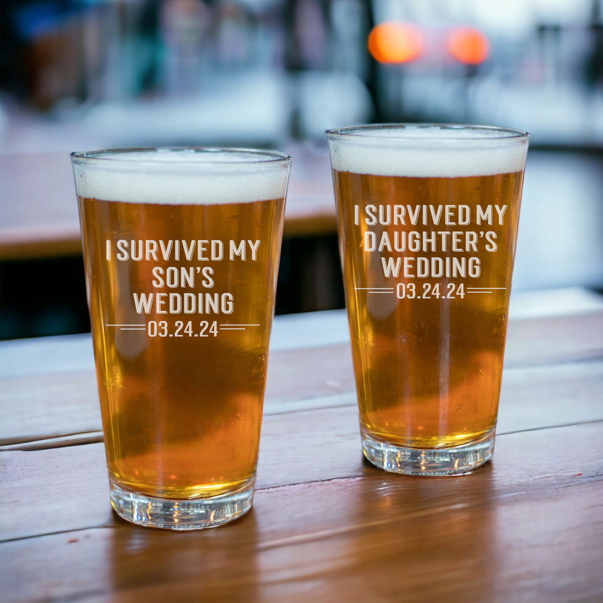 I Survived my Daughter's Wedding Beer Glass, Pint Glass, Father of the Bride Gift, Wedding Gift for Dad, Printed Glass