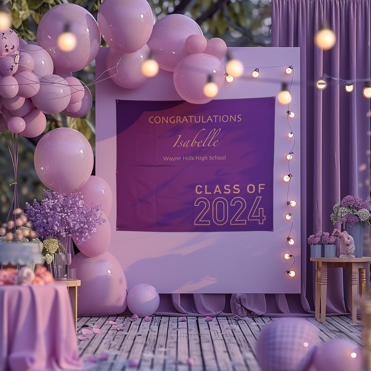 Custom Graduation Party Backdrop | Class of 2025 | High School Graduation | College Graduation | Multiple Sizes and Built-In Hang Ties